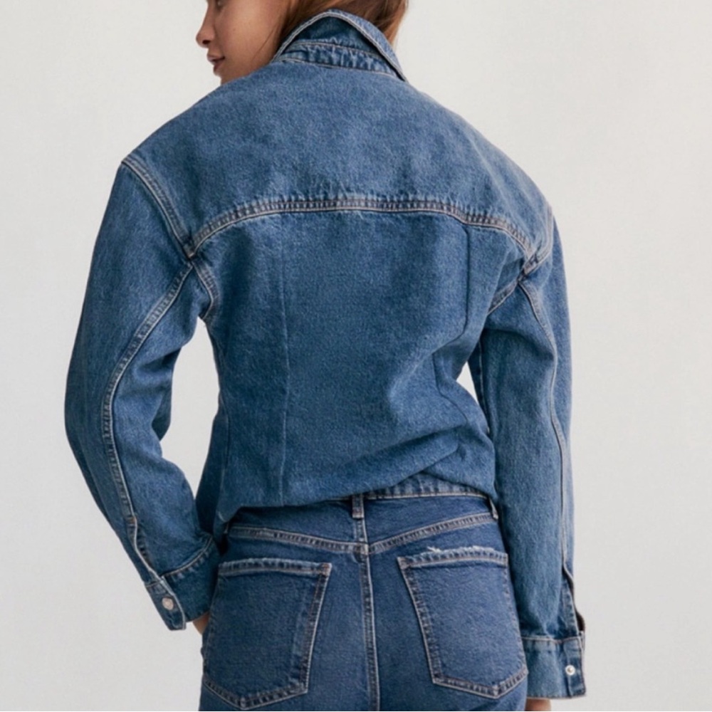 Zara Denim Shirt Jacket in Vintage Inspired Blue Denim Size Medium - Picture 2 of 8